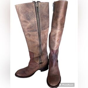 Freebird by Steven Wrangler distressed embossed leather tall boots- size 6